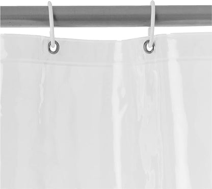 Amazon Basics Clear Vinyl Shower Curtain Liner, Heavyweight Liner with Rust-proof Metal Grommets and Plastic Shower Hooks - 72 x 72 Inches, Clear