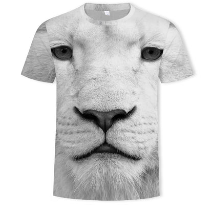 New Amazon Foreign Trade Summer Wear Fashion Men's T-shirt Lion Tiger 3d Digital Printed Short-Sleeved Top